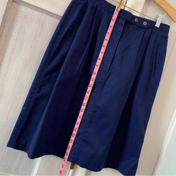 Vintage Skirt navy blue Donnkenny A-line midi skirt Pleating Pockets 30in Waist - Picture 4 of 16